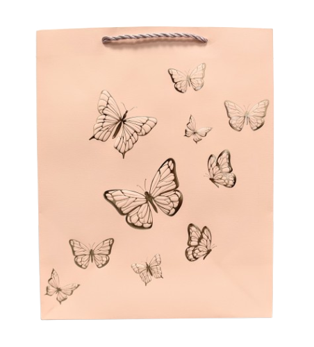 TOREBKA UPOMINKOWA BRZOSKWINIOWA W MOTYLE