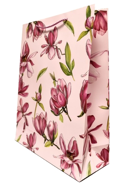 TOREBKA UPOMINKOWA RÓŻOWA W KWIATY