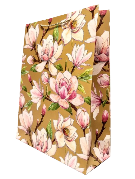 TOREBKA UPOMINKOWA BRĄZOWA W KWIATY