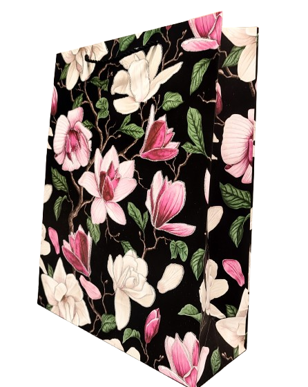 TOREBKA UPOMINKOWA CZARNA W KWIATY