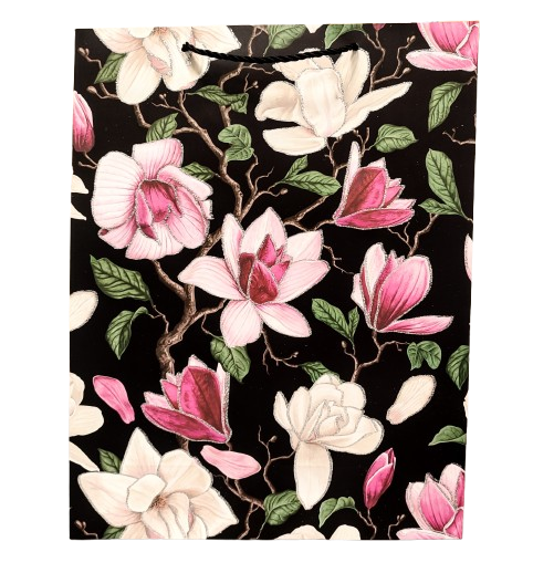 TOREBKA UPOMINKOWA CZARNA W KWIATY