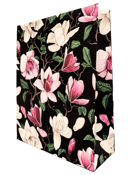 TOREBKA UPOMINKOWA CZARNA W KWIATY