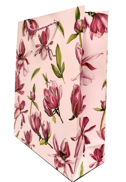 TOREBKA UPOMINKOWA RÓŻOWA W KWIATY