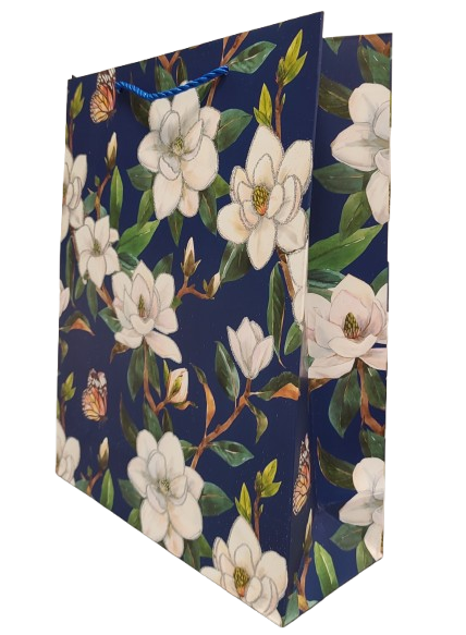 TOREBKA UPOMINKOWA GRANATOWA W KWIATY