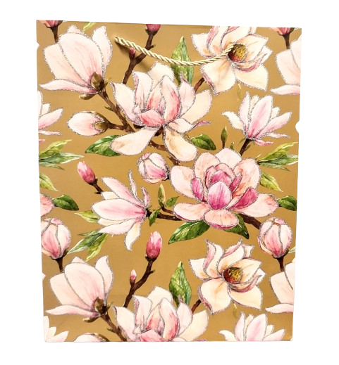 TOREBKA UPOMINKOWA BRĄZOWA W KWIATY