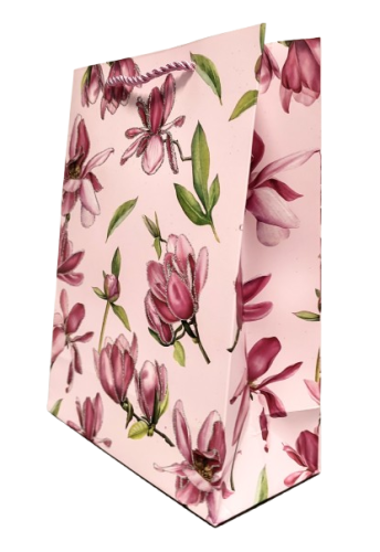 TOREBKA UPOMINKOWA RÓŻOWA W KWIATY S