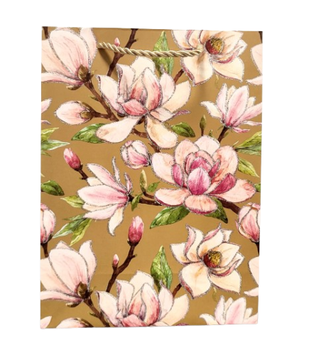 TOREBKA UPOMINKOWA BRĄZOWA W KWIATY S