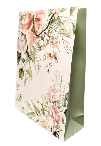 TOREBKA UPOMINKOWA Z MOTYWEM KWIATOWYM ŚLUBNA DUŻA XL