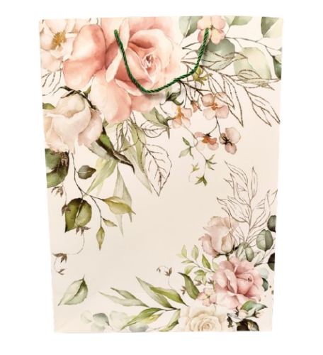 TOREBKA UPOMINKOWA Z MOTYWEM KWIATOWYM ŚLUBNA DUŻA XL