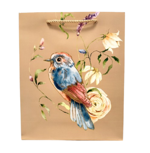 TOREBKA UPOMINKOWA BRĄZOWA Z PTAKIEM