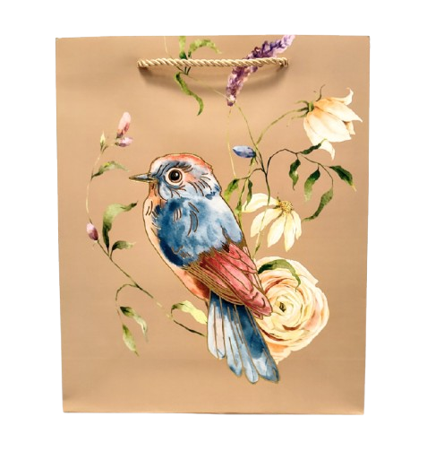 TOREBKA UPOMINKOWA BRĄZOWA Z PTAKIEM