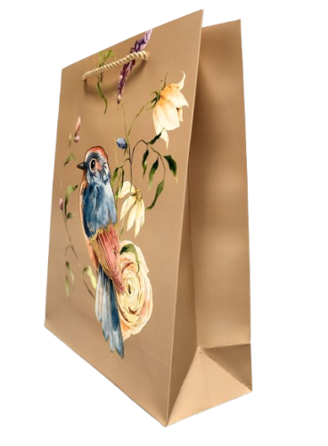 TOREBKA UPOMINKOWA BRĄZOWA Z PTAKIEM