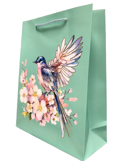 TOREBKA UPOMINKOWA NIEBIESKA Z PTAKIEM