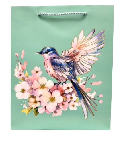 TOREBKA UPOMINKOWA NIEBIESKA Z PTAKIEM