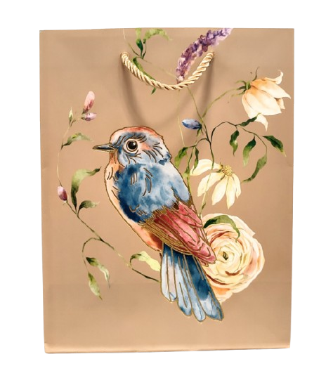 TOREBKA UPOMINKOWA BRĄZOWA Z PTAKIEM