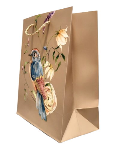 TOREBKA UPOMINKOWA BRĄZOWA Z PTAKIEM