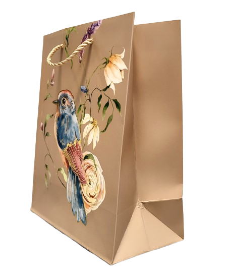 TOREBKA UPOMINKOWA BRĄZOWA Z PTAKIEM