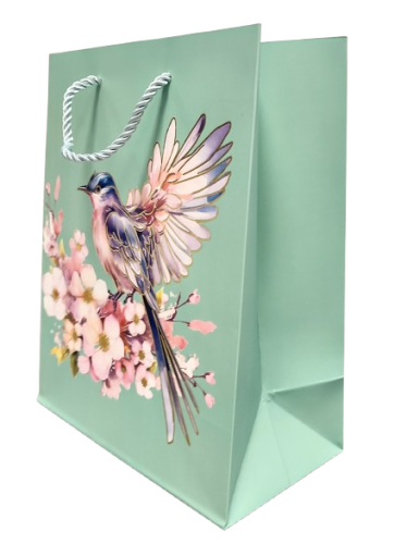 TOREBKA UPOMINKOWA NIEBIESKA Z PTAKIEM