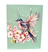 TOREBKA UPOMINKOWA NIEBIESKA Z PTAKIEM