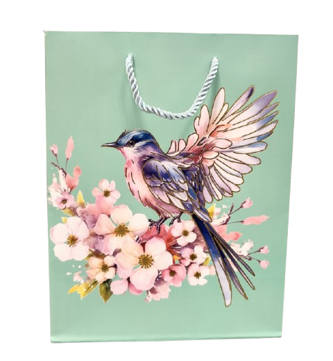 TOREBKA UPOMINKOWA NIEBIESKA Z PTAKIEM