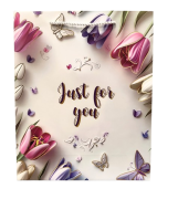 TOREBKA UPOMINKOWA FIOLETOWA W TULIPANY KWIATY