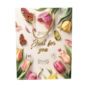 TOREBKA UPOMINKOWA ZIELONA W TULIPANY KWIATY