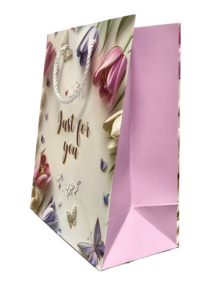 TOREBKA UPOMINKOWA FIOLETOWA W TULIPANY KWIATY