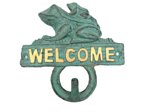 WIESZAK ŻELIWNY 'WELCOME' ŻABY 14CM