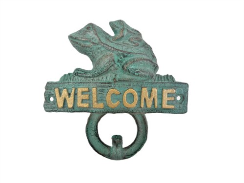 WIESZAK ŻELIWNY 'WELCOME' ŻABY 14CM