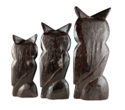ZESTAW TRZY DREWNIANE SOWY 21/17/15 CM INDONEZJA