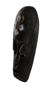 DREWNIANA MASKA Z KWIATEM 20 CM