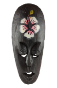 DREWNIANA MASKA Z KWIATEM 25 CM
