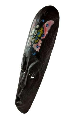 DREWNIANA MASKA Z MOTYLEM 30 CM