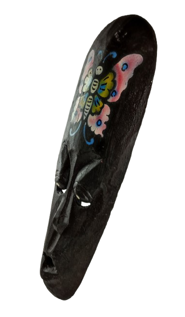 DREWNIANA MASKA Z MOTYLEM 30 CM