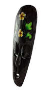 DREWNIANA MASKA Z KWIATEM 30 CM