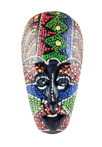 DREWNIANA MASKA KOLOROWA 20 CM