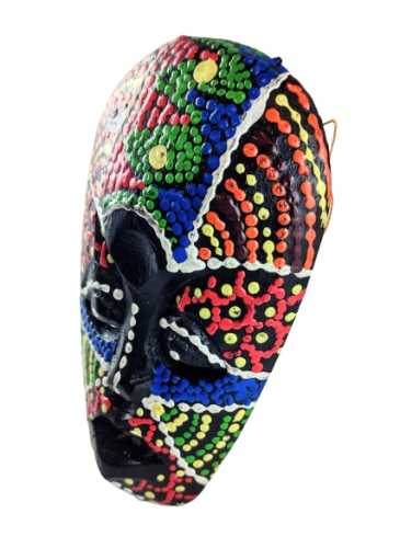 DREWNIANA MASKA KOLOROWA 15 CM