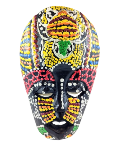 DREWNIANA MASKA KOLOROWA 15 CM