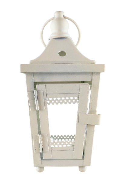 LAMPION METALOWY BIAŁY 17CM