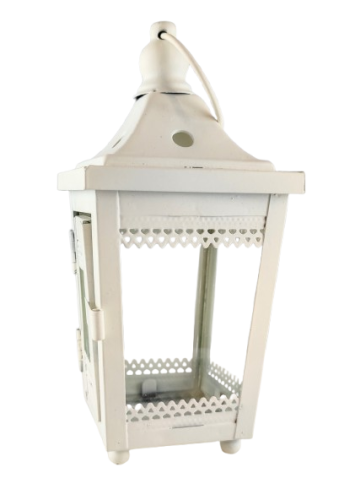 LAMPION METALOWY BIAŁY 17CM