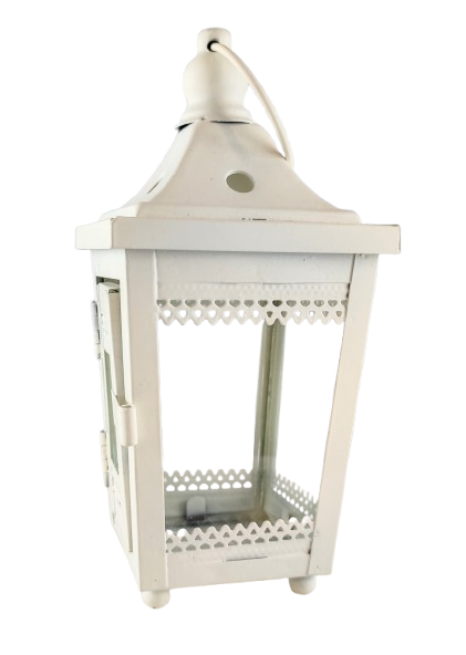 LAMPION METALOWY BIAŁY 17CM