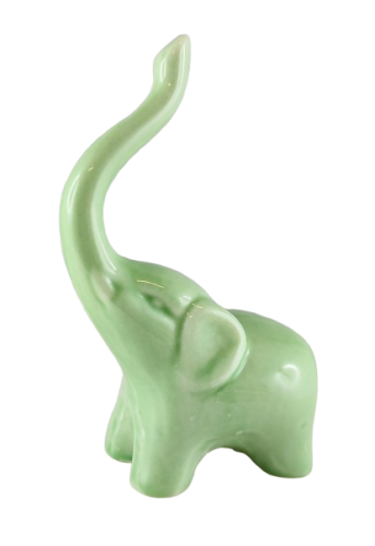 SŁONIK SŁOŃ CERAMICZNY ZIELONY 9,5CM