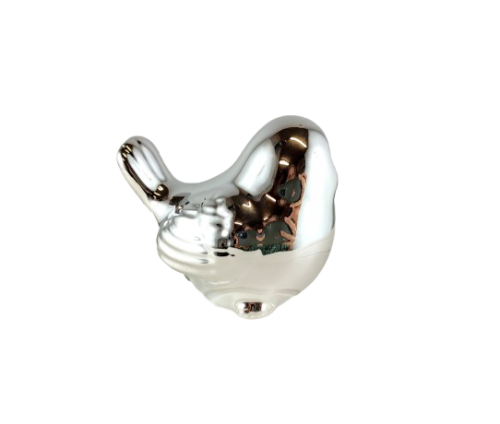 PTAK PTASZEK CERAMICZNY SREBRNY 7,5CM