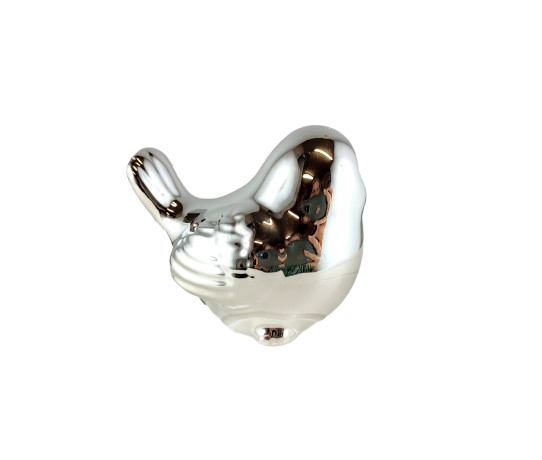 PTAK PTASZEK CERAMICZNY SREBRNY 7,5CM