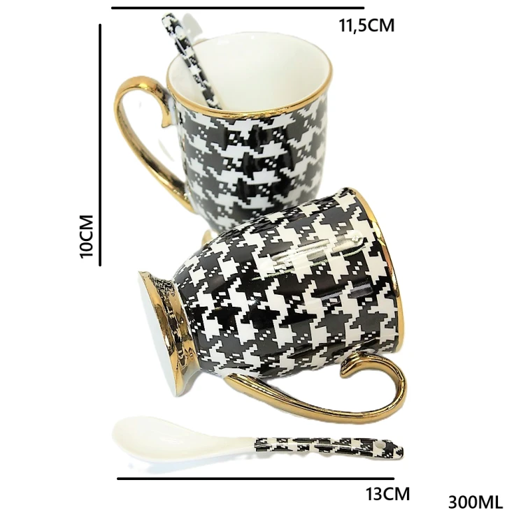 ZESTAW KUBKI Z ŁYŻECZKAMI PEPITKA 300ML