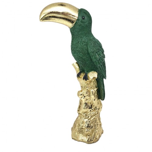 FIGURKA TUKAN ZIELONO ZŁOTA 31,5CM