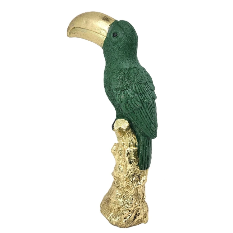 FIGURKA TUKAN ZIELONO ZŁOTA 31,5CM