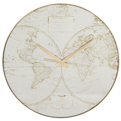 ZEGAR ŚCIENNY MAPA ŚWIATA SZKŁO 45CM NA BATERIE