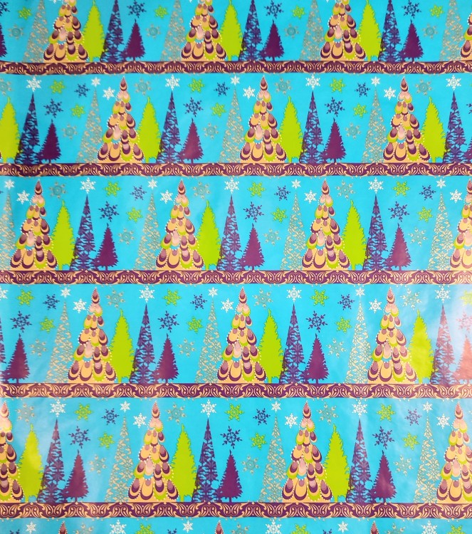 OZDOBNY PAPIER PREZENTOWY ŚWIĄTECZNY CHOINKI 70X600CM