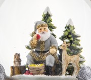 SZKLANA KULA ŚNIEŻNA Z POZYTYWKĄ MIKOŁAJ Z PREZENTAMI 16CM
